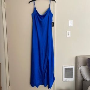 Women’s Slip Blue dress by Express. Cowl Neck style, size Large